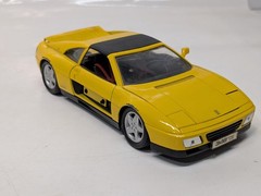 2 Racing Yellow Vintage Model Sports Cars Ferrari 348ts, Aston Martin V8 Vantage
