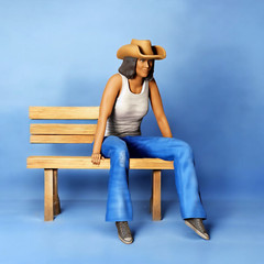 Woman Sitting on Model Cars Tailgate Bench Resin 3d print Unpainted Cowgirl