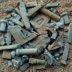 Painted Diorama 1/35 Building Ruins Rubble Bricks Base Military Scene Prop Model
