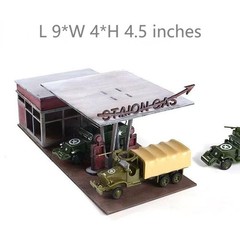 1:64 Wooden Gas Station Diorama Model Kit Handcraft Assembly Car Model Display