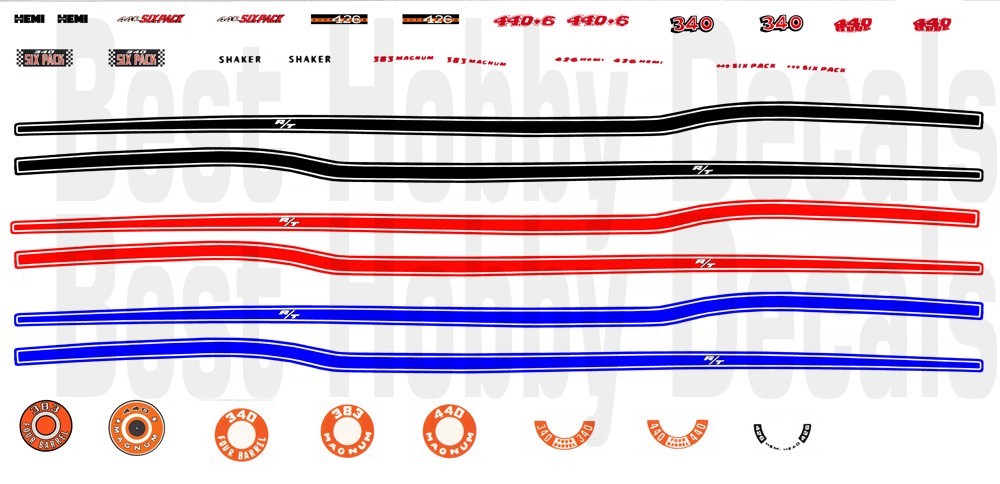 1970 DODGE CHALLENGER R/T Side Stripes 1/24th Waterslide Decals $15 Ship Canada
