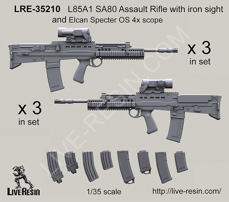 Live Resin 1/35 LRE-35210 L85A1 SA80 Assault Rifle with Iron Sight (3)