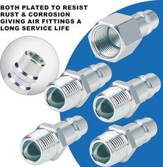 1/2” Air Hose Fittings Set, High Flow 4PCS I/M Industrial Type 1/2 Inch NPT Male