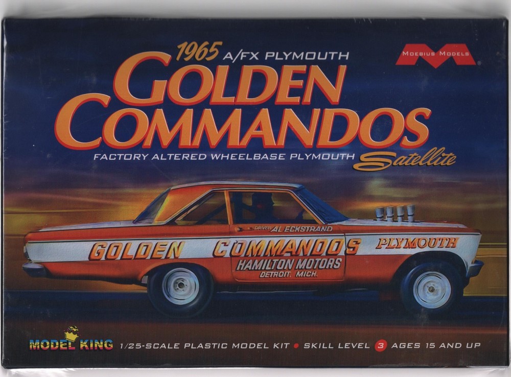MOE./MODEL KING GOLDEN COMMANDOS ’65 PLYMOUTH MODEL KIT FACTORY SEALED-FREE SHIP