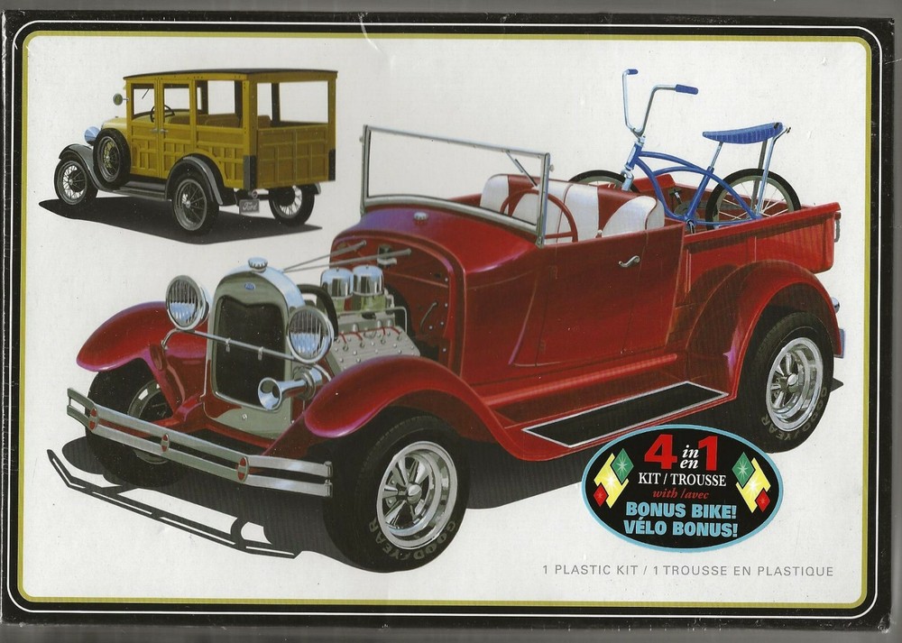 AMT 1929 Ford Woody Pickup, Builds 1 of 4 Ways w/ Bonus Bike 1/25 1269 (104) ST