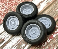 1/24 Scale: 15-inch “Steelies” Resin Wheels W/ Wide Rear Tires