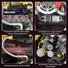 V8 Engine Model Kit That Works, 1394 PCS Advanced Collectible Engine Building Bl