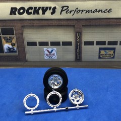 2) Chrome 5 Spoke American WHEELS W PIE CRUST SLICKS Backs 1:25 LBR Model Parts