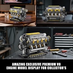 V8 Engine Model Kit with Visible Mini Car Motor Building Blocks and Working