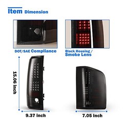 LED Tail Lights Assembly Compatible for 2007-2013 Chevy Silverado Smoked Lens