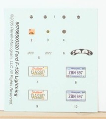 Model kit Decal Sheet Ford Lighting unused P8