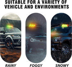GREEN AMBER 72LED Roof Top Strobe Lights, High Visibility Emergency Safety Warni
