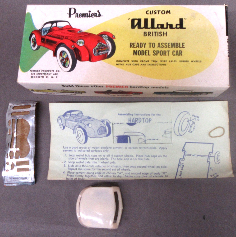 1955 empty box & instructions for Premier #660-889 British ALLARD 1/24 model kit