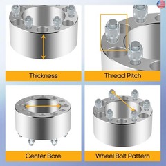 OCPTY 4PCS 6×5.5 to 6×5.5 Wheel Spacers 3″ Wheel Adapters 12×1.5 Studs 108mm