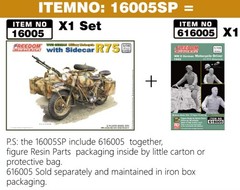 Freedom 16005SP 1/16 WWII German Military Motocycle R75 & Sidecar & Rider Figure