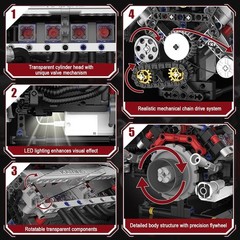 V8 Engine Building Set for Teens & Adults: 664 PCS with Hands-On STEM Learning