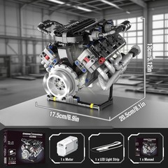 Visible Car Engine Model Kit V8 Engine Kit with Motor and Working Motor