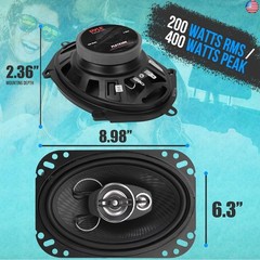 Pyle 3-Way Universal Car Stereo Speakers – 400W 6? x 8? Triaxial Loud Pro Audio