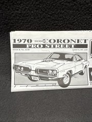 AMT 1970 Dodge Coronet Pro Street Instructions Manual 6140 Mopar 426 Hemi