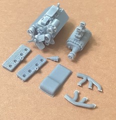 Resin Supercharged Ford Flathead engine for scale model cars, 1/24 1/25 scale.