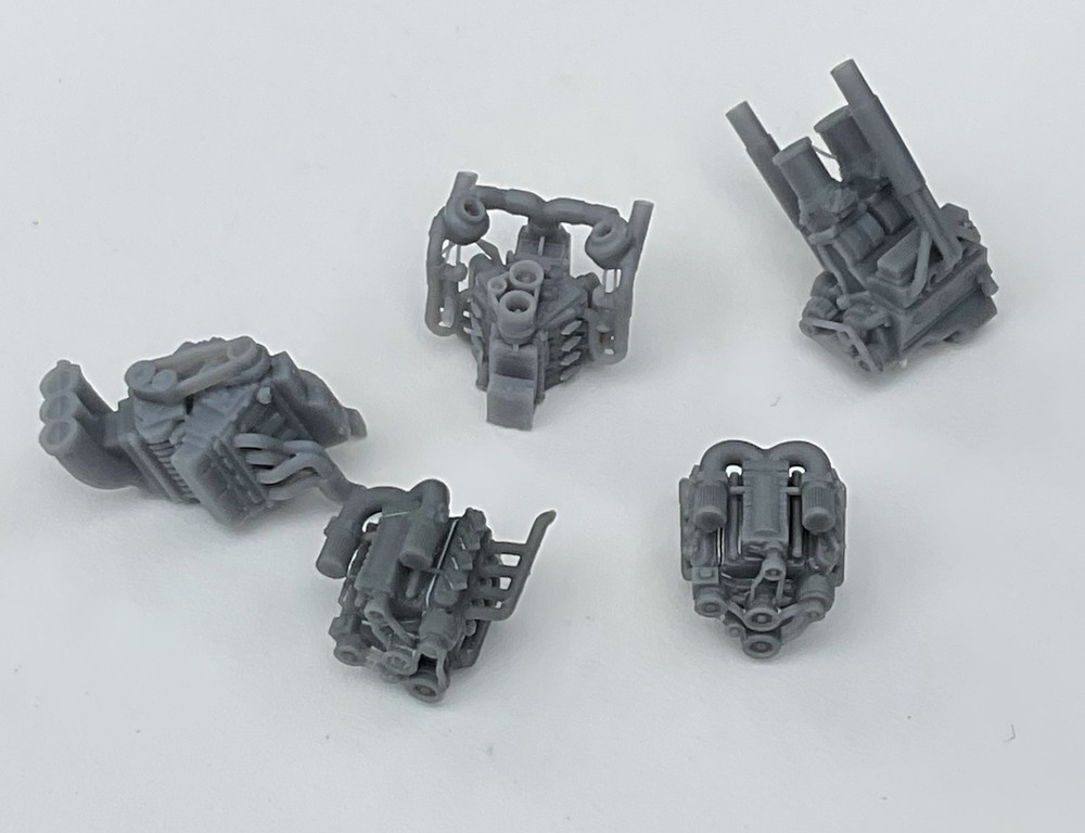 5pc 1/64 Resin Engine Pack LSX Twin Turbo Whipple 454 383 Hot Wheels Custom Part