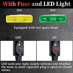 2PCS 12 AWG Heavy Duty Cigarette Lighter Plug, 3.3 FT Cigarette Lighter Male Plu