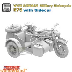 Freedom 16005 1/16 WWII German Military Motocycle R75 with Sidecar Model Kit
