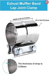 2.5 Inch Exhaust Clamps 2 Packs,2 1/2in Lap Joint Band Clamp 304 Stainless