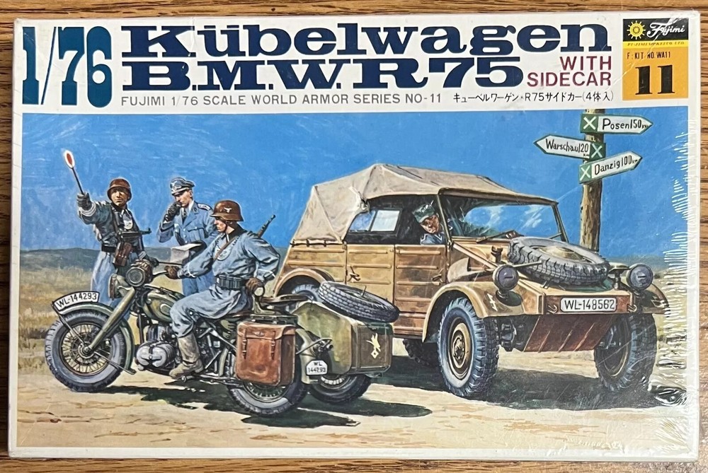MIB Fujimi 1/76 Kubelwagen and BMW R75 Motorcycle with sidecar