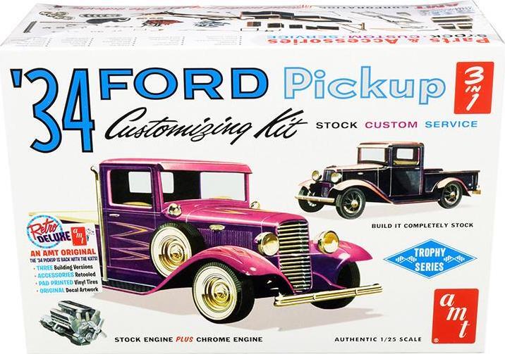 Skill 2 Model Kit 1934 Ford Pickup Truck 3 in 1 Kit Trophy Series 1/25 Scale by