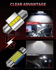 LASFIT DE3022 LED Bulb 31mm Festoon 4-Pack Canbus Error Free 6000K White Interio