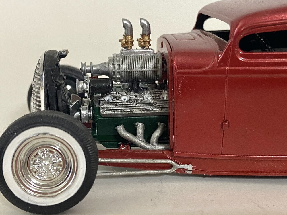 Resin Supercharged Ford Flathead engine for scale model cars, 1/24 1/25 scale.