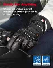 Winter Motorcycle Gloves, Rainproof Riding Warm Gloves with Touchscreen for Moto