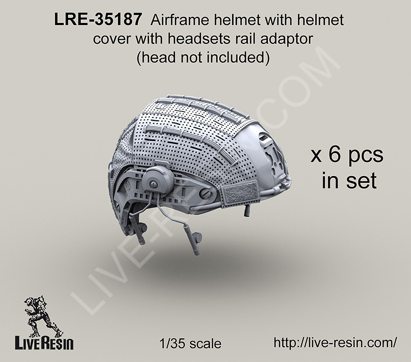 Live Resin 1/35 LRE-35187 Airframe Helmet w/Headsets Rail Adaptor, Helmet Cover