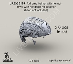 Live Resin 1/35 LRE-35187 Airframe Helmet w/Headsets Rail Adaptor, Helmet Cover