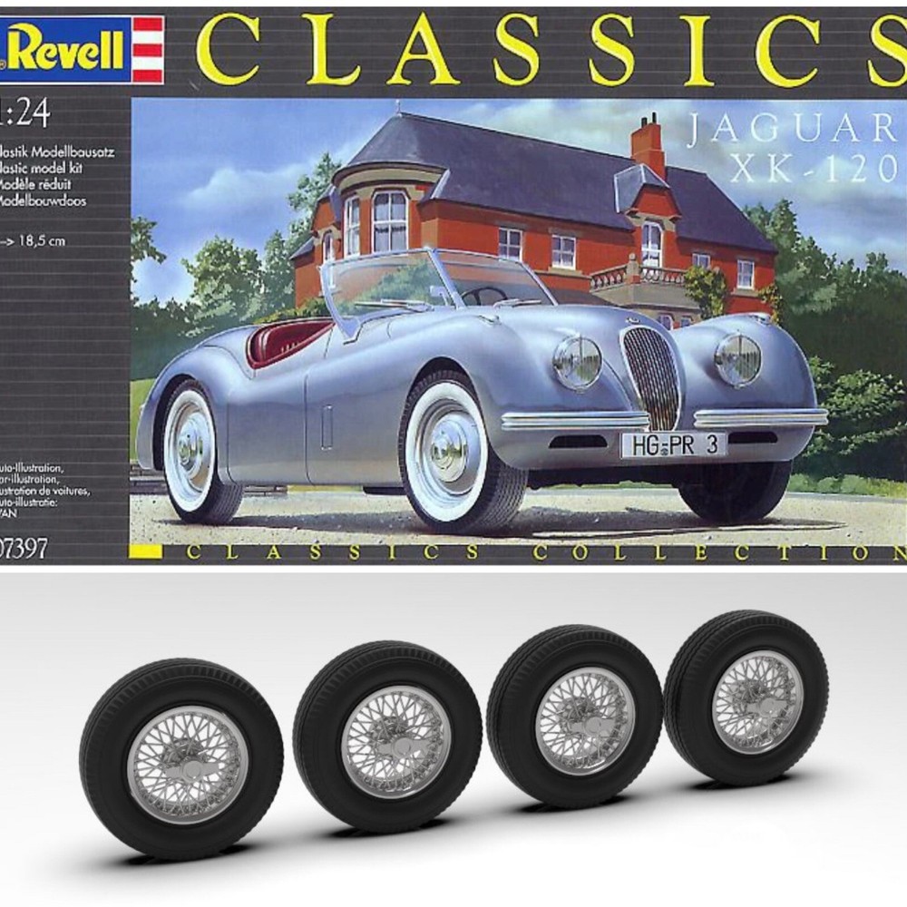 1:24 3d Printed Borrani Wire Wheels for the Jaguar XK 120