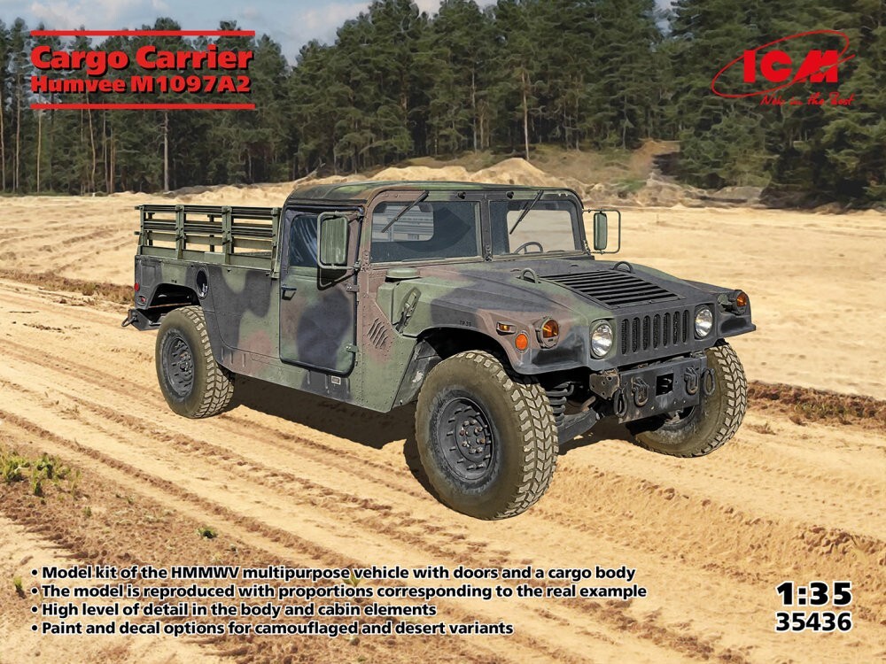 ICM 35436 1/35 Hummer Humvee M1097 M1097A2 Cargo Carrier US Army Model Kit