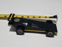 Vtg Pinewood Derby Custom Weighted Race Car Wood Racer OOAK Green Yellow Nickel