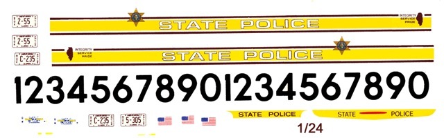 ILLINIOS State Police Car 1/25th – 1/24th Scale Waterslide Decals
