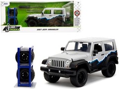 Jada 34194 1/24 2007 Jeep Wrangler Gray and Black with Blue and White