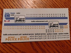 Detroit Police 1/24th Scale Model Water Slide Decals