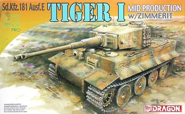 DRAGON 7251 1/72 Sd.Kfz.181 Ausf.E Tiger I Mid Production w/Zimmerit