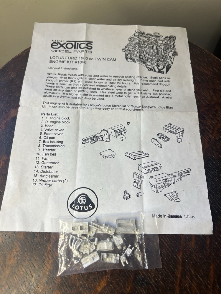 LOTUS FORD 1600cc TWIN CAM ENGINE KIT #1808 METAL MODEL