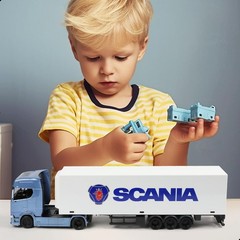 1/43 Scale Swedish Style Semi Truck with Transport Container Die-Cast Model – He