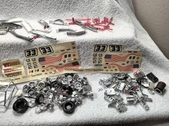 AMT Kitbash 1/25 1960s Model Car Junkyard Parts Lot Chrome Wheels Motor Bumpers
