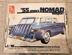 AMT T842 ’55 Chevy Nomad Wagon 1/16 model kit – Sealed bags, BLUE MOLDED
