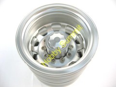 B Set 1/14 R/C 3-Axle 6X4 Tractor Truck ALLOY WHEELS SILVER Rims re Tamiya