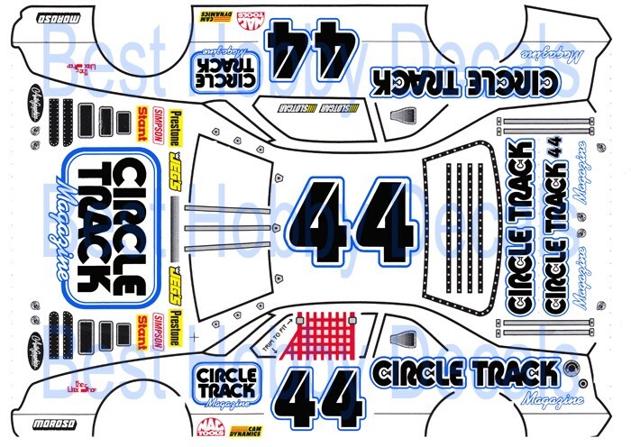 #44 Circle Track Black Numbers 1/24th Scale Waterslide Nascar Decals