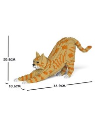 Jekca Animals – Tabby Cat Ginger Stretching 20cm