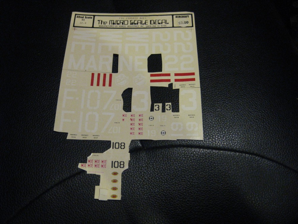 F-4U Corsair Aces Decal Sheet in 1/32 scale by Microscale Decal – Partial